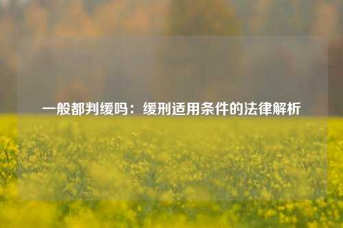 一般都判缓吗：缓刑适用条件的法律解析