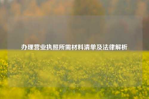 办理营业执照所需材料清单及法律解析
