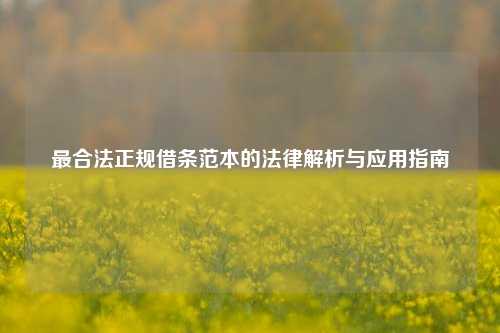 最合法正规借条范本的法律解析与应用指南