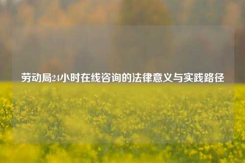 劳动局24小时在线咨询的法律意义与实践路径