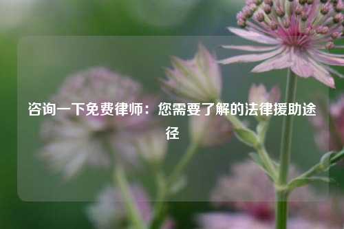 咨询一下免费律师：您需要了解的法律援助途径