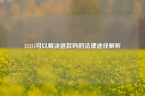 12315可以解决退款吗的法律途径解析