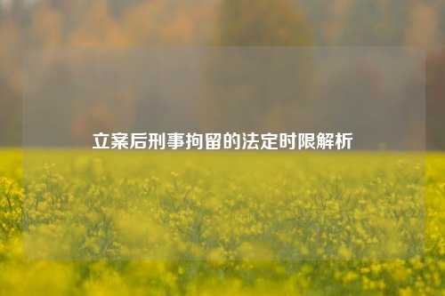 立案后刑事拘留的法定时限解析